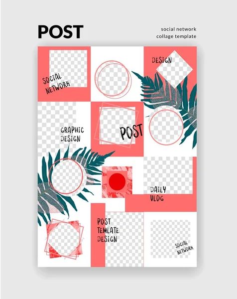 Bckgrounds sosyal ağ sonrası için. Editable kare sonrası çerçeve şablonları kümesi. Vektör kapağı. Bloglar için Mockup