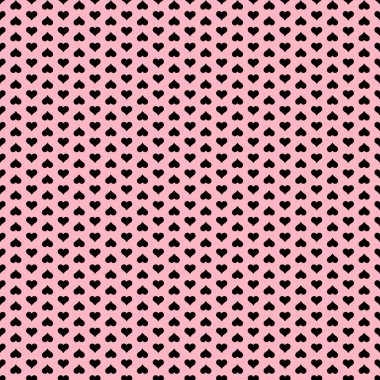 Pembe bir arka plan üzerinde küçük siyah kalplerin seamless modeli.