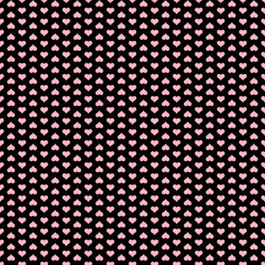 Siyah arka plan üzerine küçük pembe kalplerin seamless modeli.