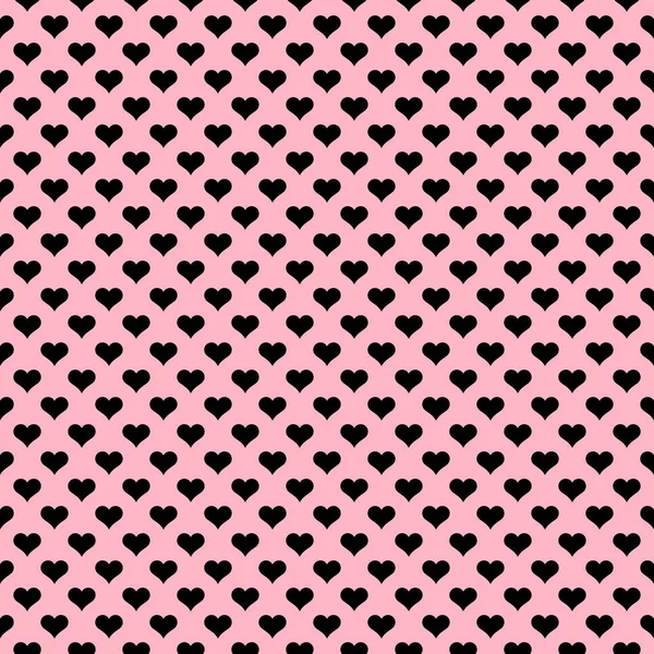 Nahtloses Muster Kleiner Schwarzer Herzen Auf Rosa Hintergrund — Stockfoto