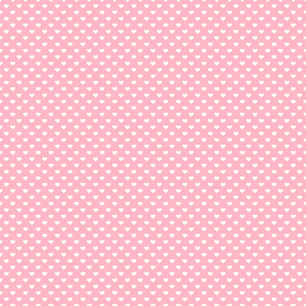 在粉红色背景上的微小的白色心脏无缝的样式 — 图库照片