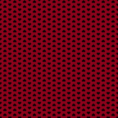 Kırmızı zemin üzerine küçük siyah kalplerin seamless modeli.