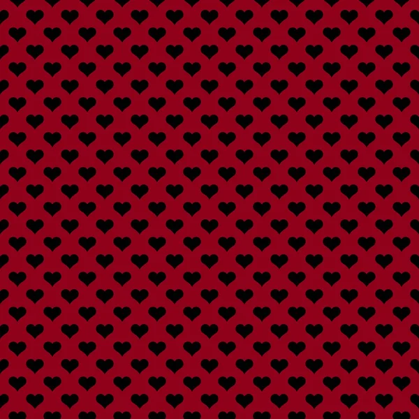 Nahtloses Muster Kleiner Schwarzer Herzen Auf Rotem Hintergrund — Stockfoto