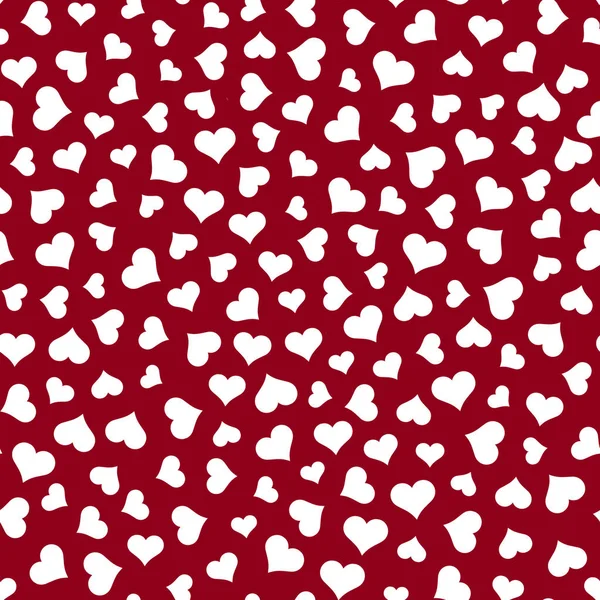Nahtloses Muster Aus Umgeworfenen Weißen Herzen Verschiedenen Größen Auf Rotem — Stockfoto