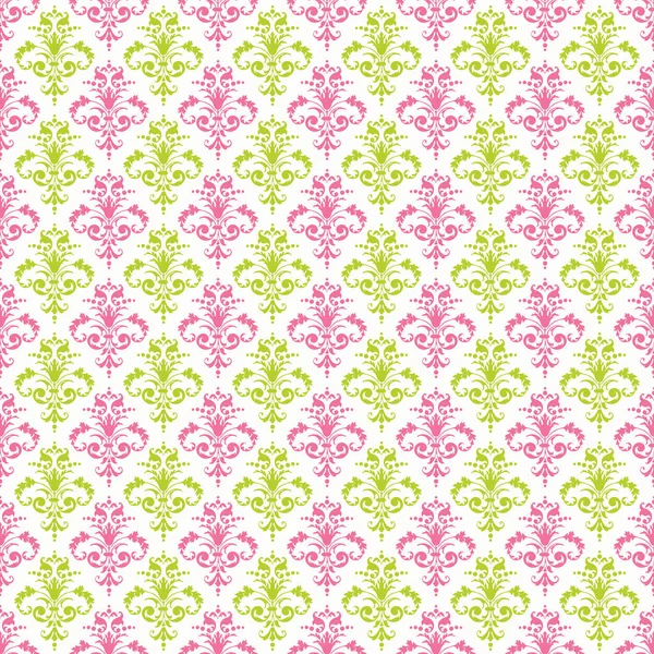 Naadloze Damast Patroon Roze Groen Wit — Stockfoto