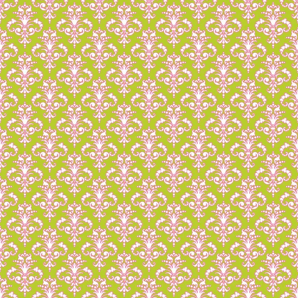 Nahtloses Damastmuster Rosa Grün Weiß — Stockfoto