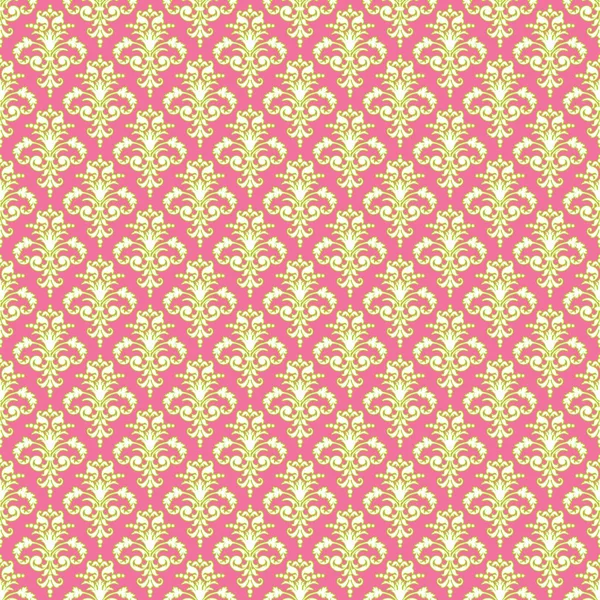 Naadloze Damast Patroon Roze Groen Wit — Stockfoto