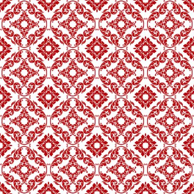 Kırmızı ve beyaz sorunsuz Damask deseni