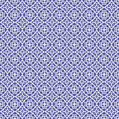 Mavi ve beyaz sorunsuz Damask deseni