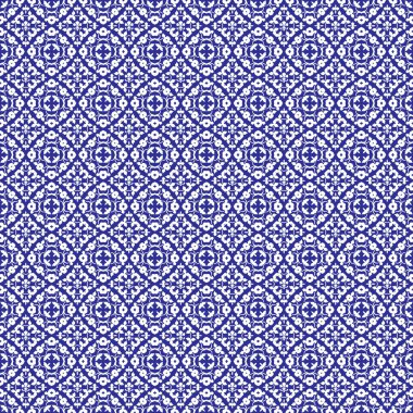 Mavi ve beyaz sorunsuz Damask deseni