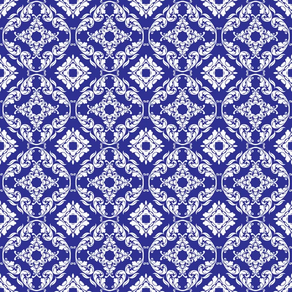 Безшовні Дамаських Візерунком Blue Білий — стокове фото