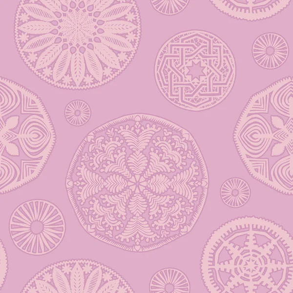 Naadloze Lavendel Roze Verspreide Mandala Patroon — Stockfoto