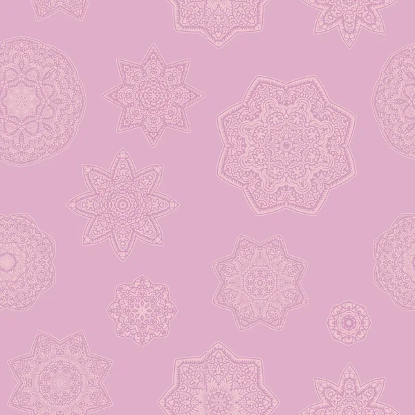 Nahtloser Lavendel Rosafarbenes Mandala Muster — Stockfoto