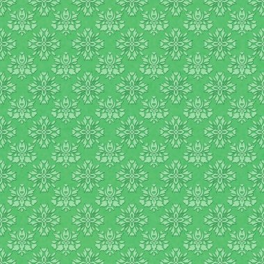 Dikişsiz parlak yeşil Şam desen