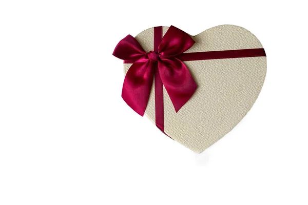 Gift Box Form Heart White Background Box Heart Box Form — Stock Photo, Image