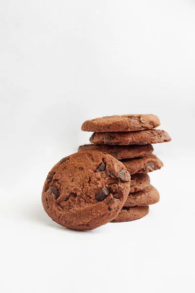 Une Pile Cookies Repose Sur Fond Blanc — Photo