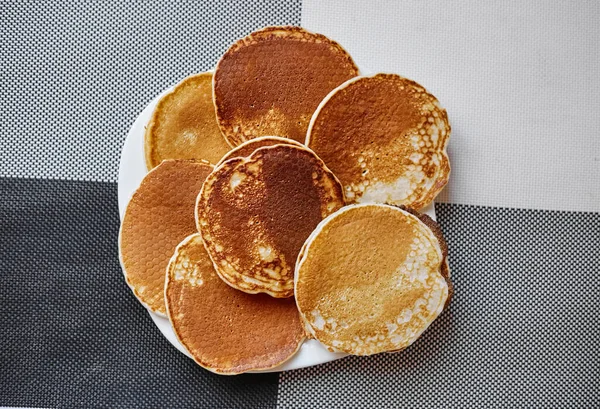 Pancakes White Plate Top View Pancakes White Plate — Stock Photo, Image