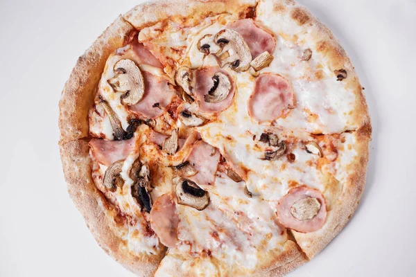 Pizza Mushroom Ham Isolated Pizza Ham Mushrooms — Stock Photo, Image