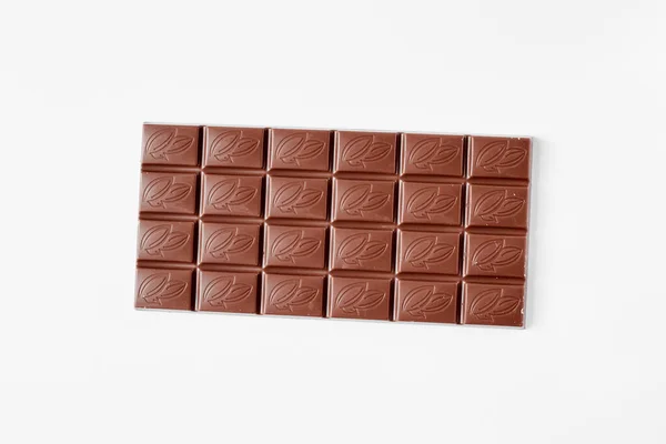 Barra Chocolate Leite Isolada Fundo Branco — Fotografia de Stock