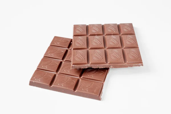 Close Chocolate Bar Isolated White Background — Stock Photo, Image