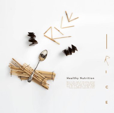 pirinç çeşidi , beyaz, kahverengi ve yabani , kavramsal minimal sunum