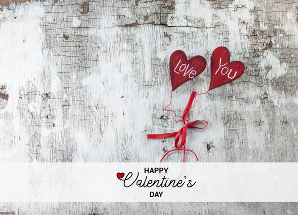 Aftelkalender Voor Valentijnsdag Retro Top View Houten Decoratieve Voorwerpen Liefde — Stockfoto