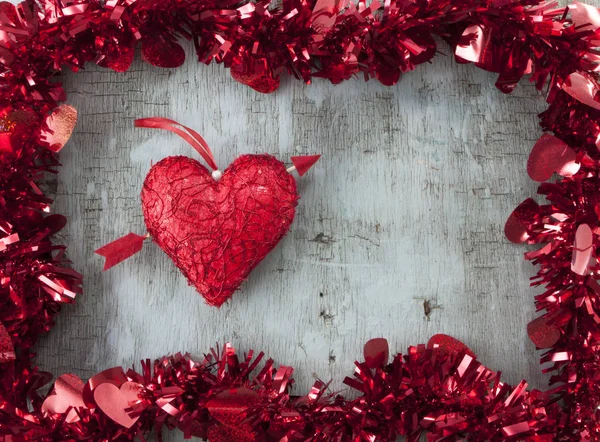 Aftelkalender Voor Valentijnsdag Retro Top View Houten Decoratieve Voorwerpen Liefde — Stockfoto