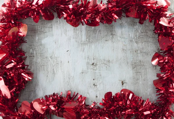 Sevgililer Günü Retro Üst Görünümü Ahşap Dekoratif Nesneler Aşk Arka — Stok fotoğraf