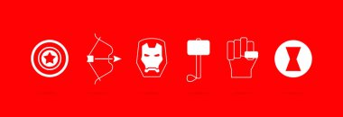digital illustration, avengers logos on red background clipart