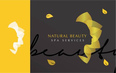 Güzellik Salonu Logo şablonu, kadın yüz silueti, çiçek, Spa logosu, Güzellik Hizmetleri