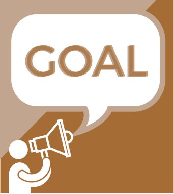 Hoparlörlü adam sohbet balonunda amaç, vektör illüstrasyonunda diyor