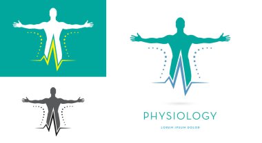 A Man Silhouette açık Arms bir daire Içinde bir kalp atışı sembolü Ile Incorporated Ile, vektör simgesi/logo 
