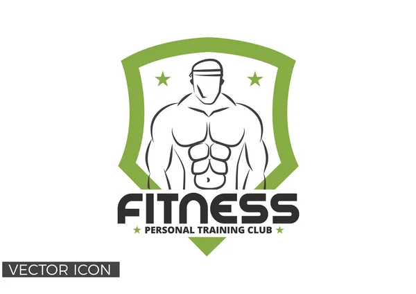 Silueta Svalnatého Muže Činka Fitness Logo — Stockový vektor