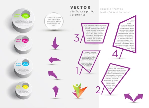 Modern Vector Infographic Elements Metallic Colors — Stock Vector