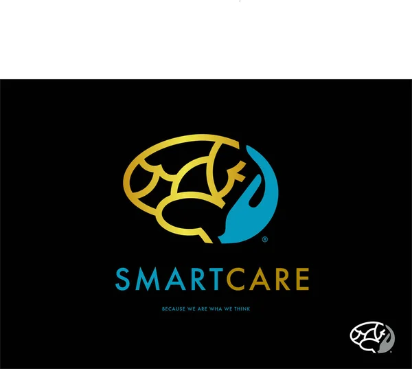 Minimal Hjärna Vård Logotyp Mall Brain Protection Smart Creative Logo — Stock vektor