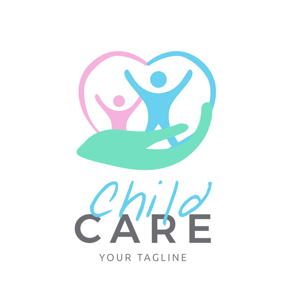 Child Protection Vector Logo, Children's house, Child care Vector Icon 