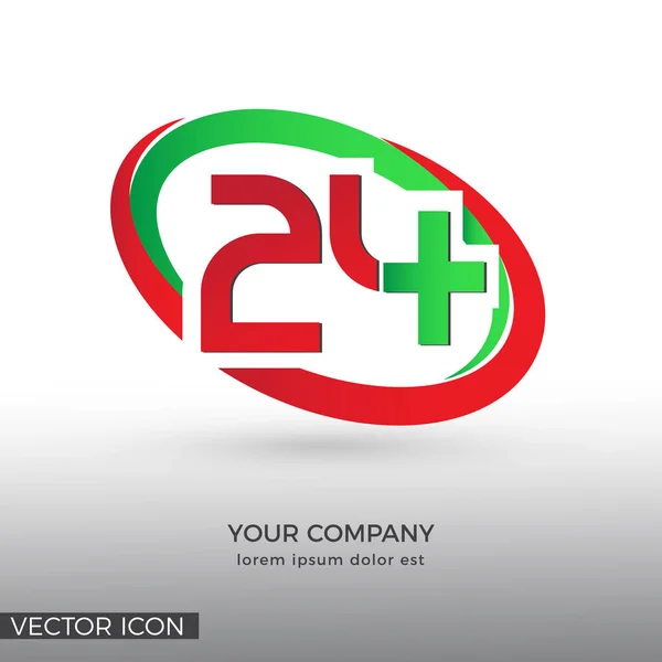 Yirmi Dört Saat Logo Simge — Stok Vektör