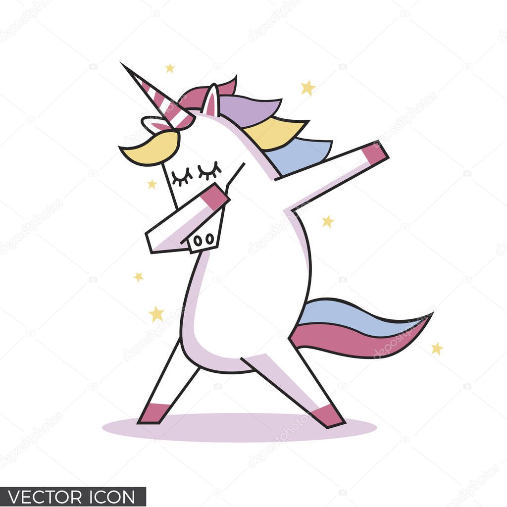 Dabbing Unicorn  on  white background