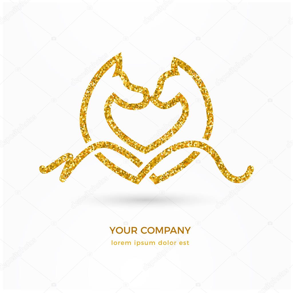 DOG AND CAT SHAPING A HEART , LOGO / ICON