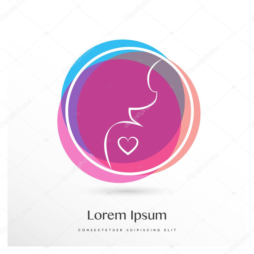 MINIMAL DESIGN OF A PREGNANT WOMAN IN A CIRCLE, GENDER : GIRL