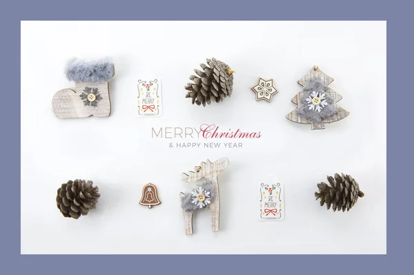 Merry Christams Happy New Year Top View Christmas Decoration New — Stock Photo, Image