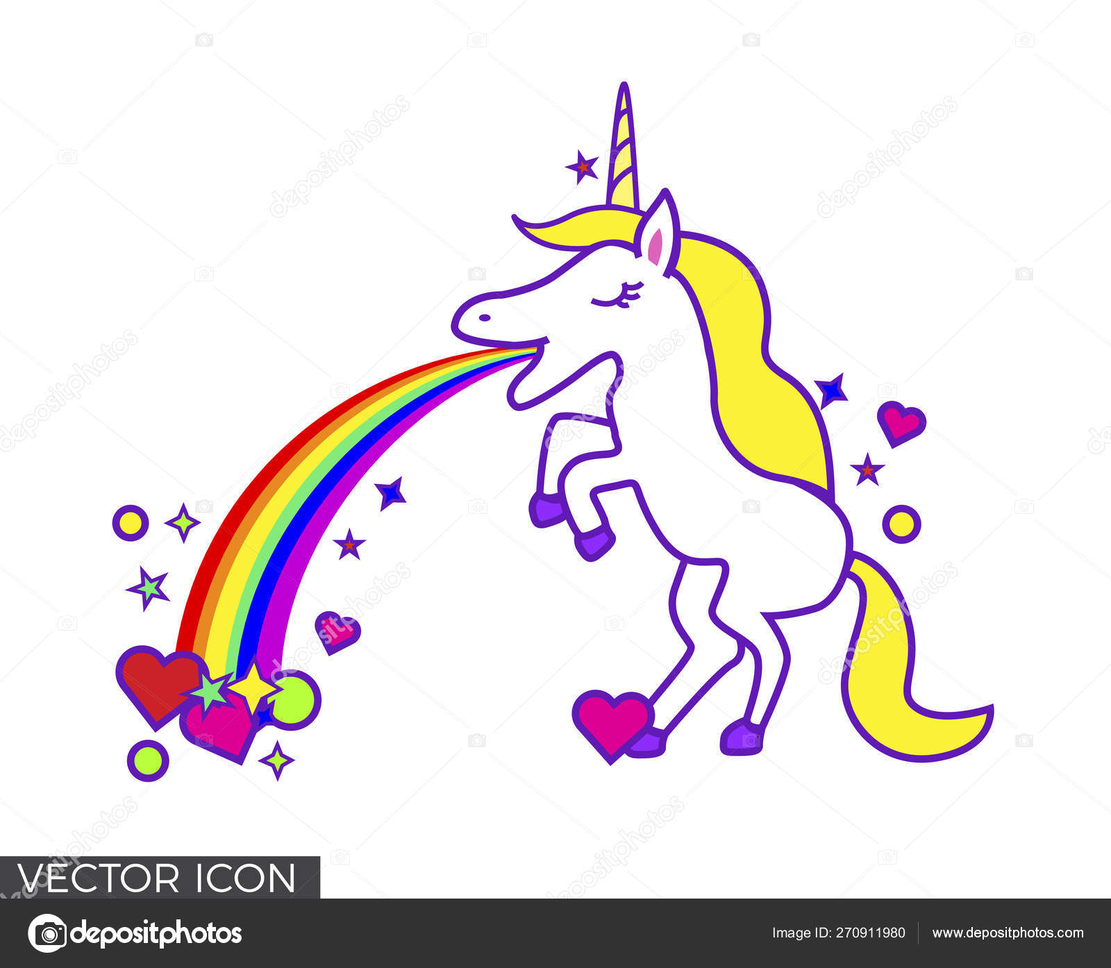 Unicorn Throwing Rainbow Shapes Vector Image By Nastazia Vector Stock 270911980