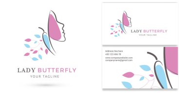 Lady Butterfly, Spa ve güzellik logo & kartvizit şablonu