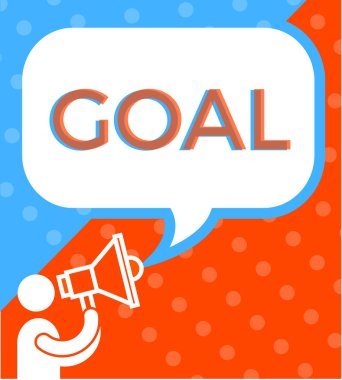 Hoparlörlü adam sohbet balonunda amaç, vektör illüstrasyonunda diyor