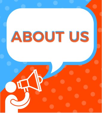 Hoparlörlü adam bizi sohbet balonunda, vektör illüstrasyonunda anlatıyor.