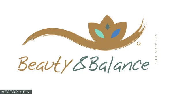 Beauty Balance Banner Lotus Flower Drawing — Stock Vector