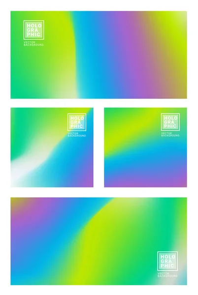 Holographischer Vektorhintergrund Eingestellt Glitch Folie Hologramm Pastell Neonfarbener Regenbogen Ultraviolettes — Stockvektor