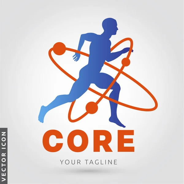 Core Training Man Running Silhouette Logo Personal Trainer Γυμναστήριο Γυμναστήριο — Διανυσματικό Αρχείο