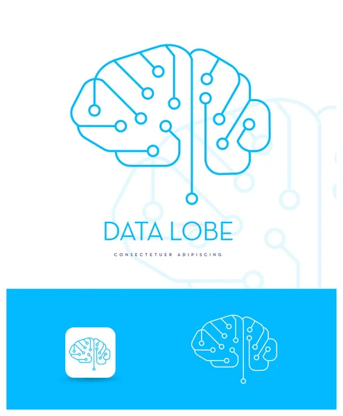 Ilustração Digital Conjunto Cartões Com Logos Cérebros —  Vetores de Stock