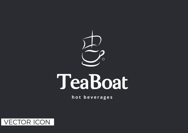 Цифрова Ілюстрація Логотип Чайного Човна Написом — стоковий вектор